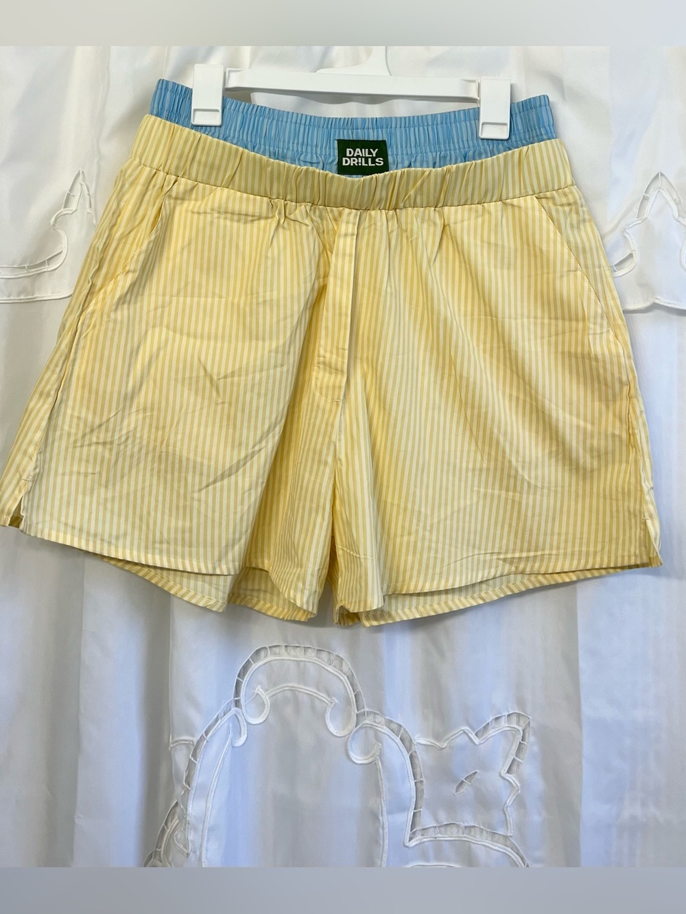 Daily Drills Double Waistband Boxer Shorts Yellow Blue Stripe M/L